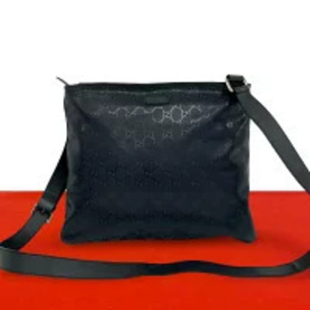Gucci GG Imprime Leather Shoulder Bag Crossbody Navy Blue